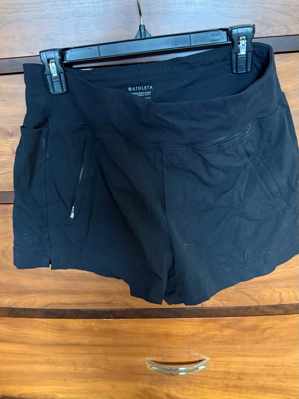 Athleta Black Athletic Shorts with Zip Pocket size 8